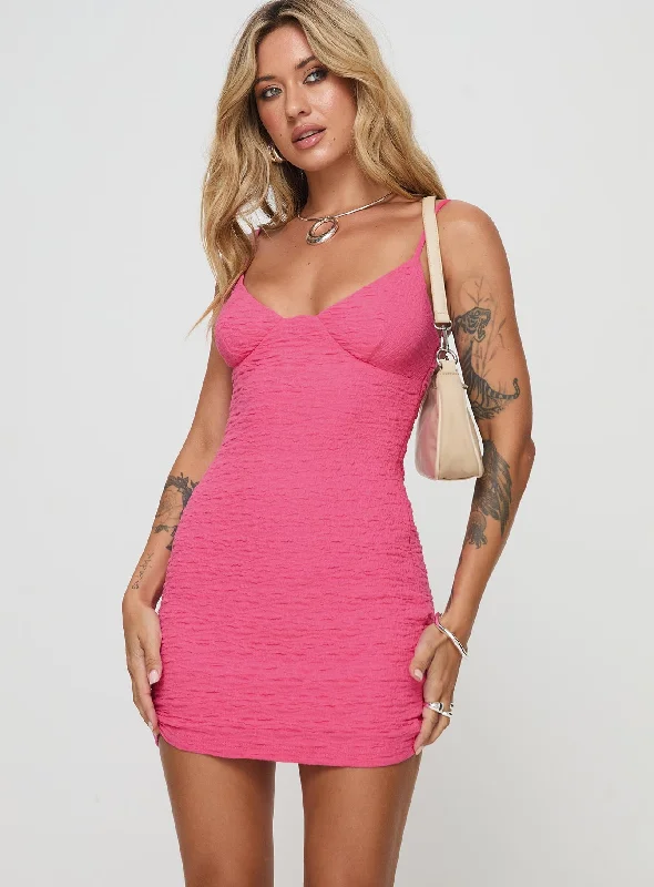 Cocktail dresses with a tassel - adorned belt and a sheath styleIrulan Mini Dress Pink