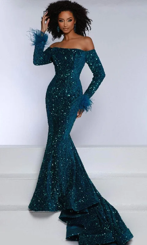 Sheer wedding guest dresses with lace inserts and long sleevesJohnathan Kayne DKM1 - Keyhole Back Evening Gown Sheer wedding guest dresses with lace inserts and long sleevesJohnathan Kayne DKM1 - Keyhole Back Evening Gown