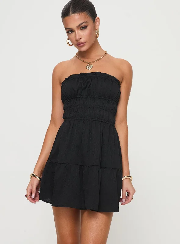 Bow - backed cocktail dresses with a fit - and - flare silhouetteJoie Strapless Mini Dress Black Bow - backed cocktail dresses with a fit - and - flare silhouetteJoie Strapless Mini Dress Black