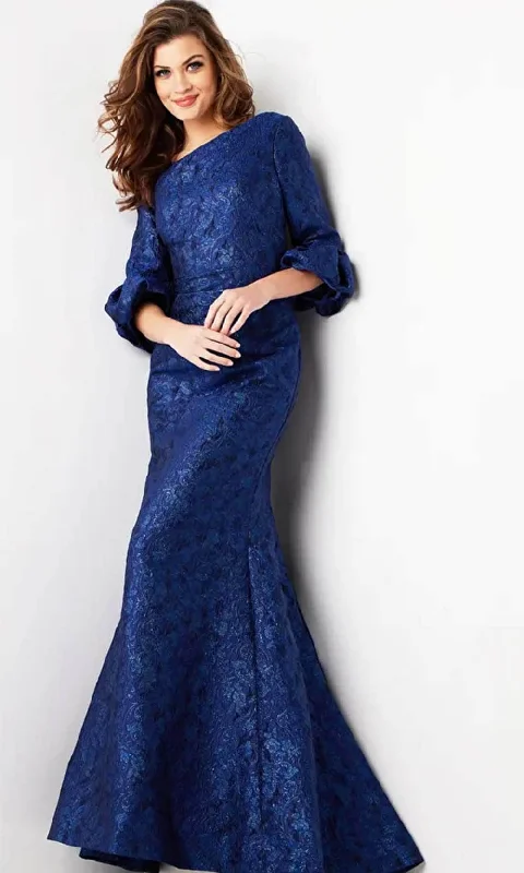 Ribbed - texture wedding guest dresses in neutral colorsJovani 38791 - Quarter Sleeve Asymmetrical Neck Prom Gown Ribbed - texture wedding guest dresses in neutral colorsJovani 38791 - Quarter Sleeve Asymmetrical Neck Prom Gown
