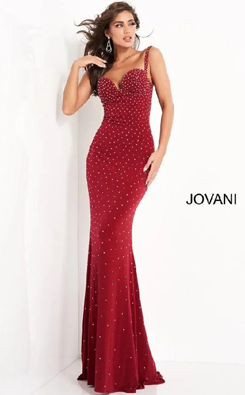 Halter - neck wedding guest dresses with beaded strapsJovani 4728 Long Formal Beaded Prom Dress