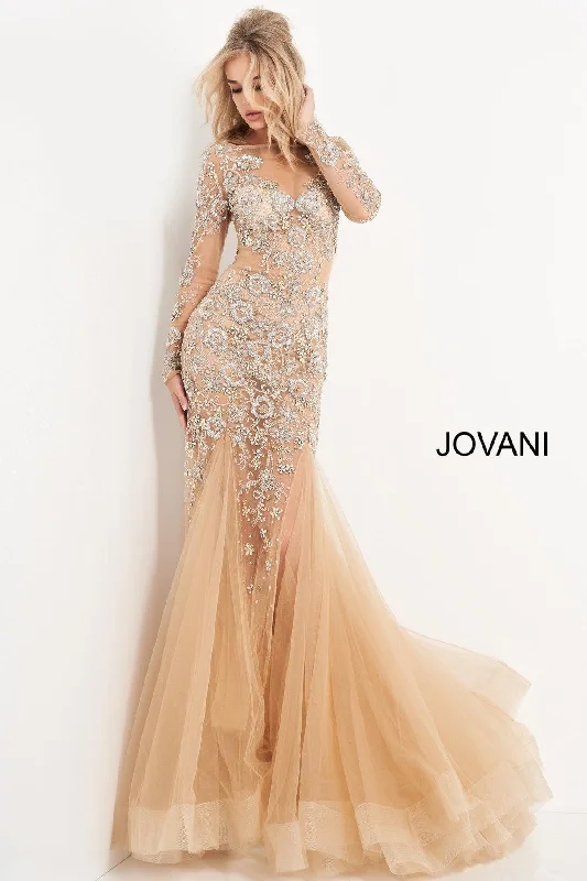 Bodycon dress with a scalloped edge​Jovani 02537 Long Evening Dress