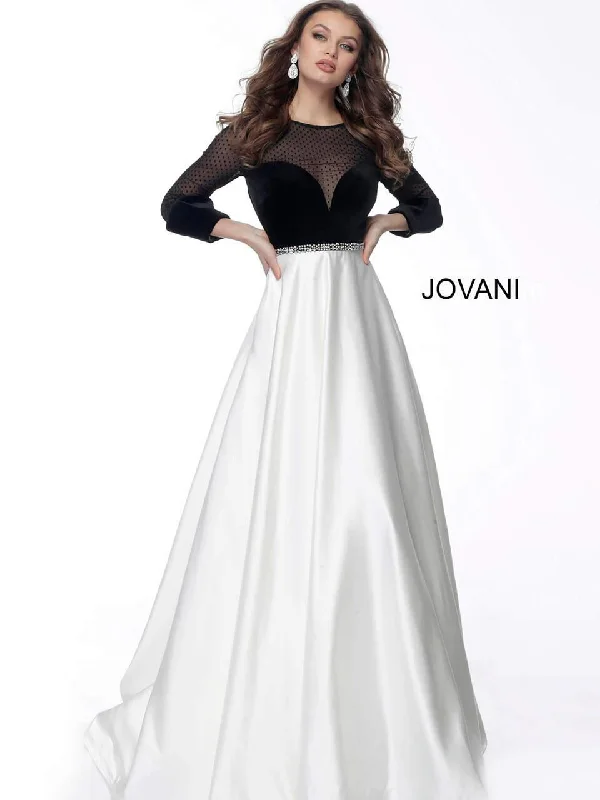 Jovani 62124 Satin A Line Long Formal Gown