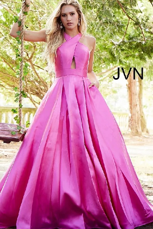 Sleeveless wedding guest dresses with ruffled hemsJovani 56093 Prom Long Dress