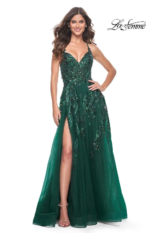 Party dresses with a unique neckline, like a sweetheart or square neckLa Femme Dress 32346 Party dresses with a unique neckline, like a sweetheart or square neckLa Femme Dress 32346