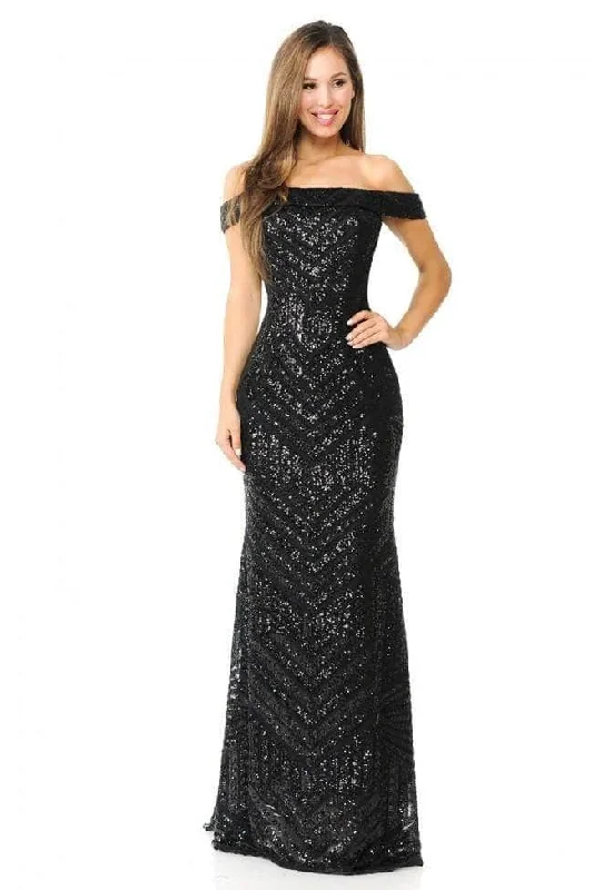 Wedding guest dresses with fringe accents for a bohemian - inspired weddingLenovia - 5224 Off-Shoulder Fold Over Dress