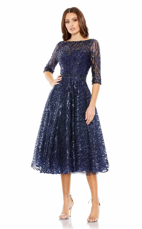 Mini cocktail dresses with a ruffled hem and a solid colorMac Duggal A20252 Dress