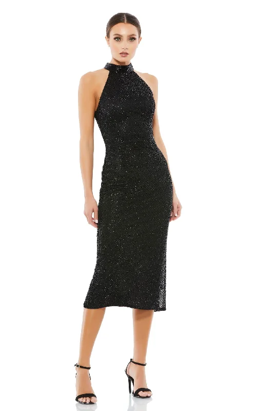 Mini cocktail dresses with a tiered ruffled skirt and a scoop neckMac Duggal A5531 Dress