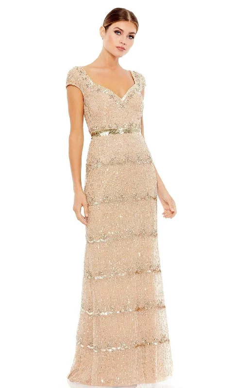 Wedding guest dresses with pom - pom trims for a playful lookMac Duggal Evening - 9089D Beaded And Sequined Column Gown Wedding guest dresses with pom - pom trims for a playful lookMac Duggal Evening - 9089D Beaded And Sequined Column Gown