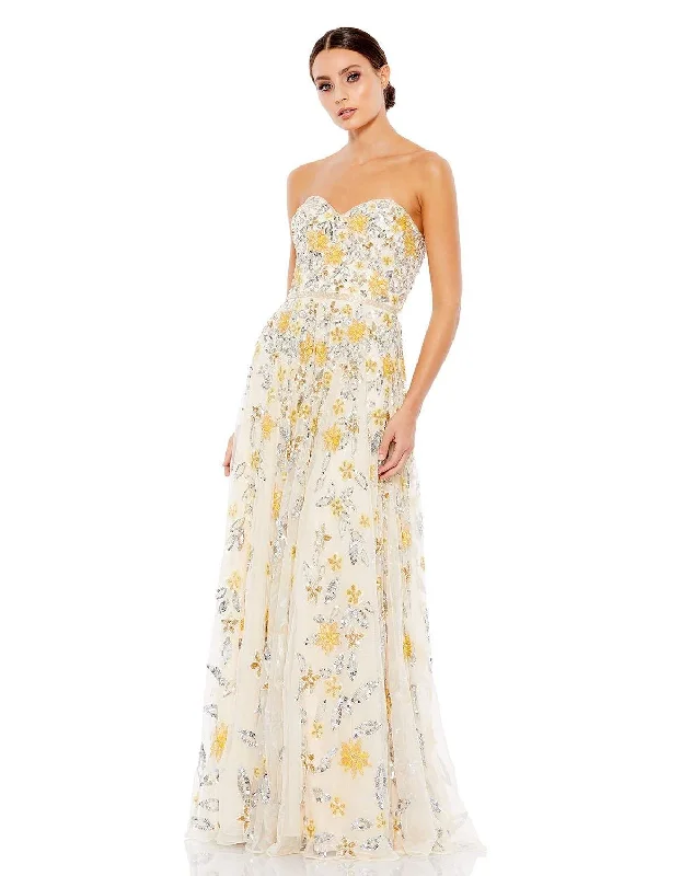 Metallic wedding guest dresses for a glamorous weddingMac Duggal 5402 Long Formal Strapless Floral Dress Metallic wedding guest dresses for a glamorous weddingMac Duggal 5402 Long Formal Strapless Floral Dress