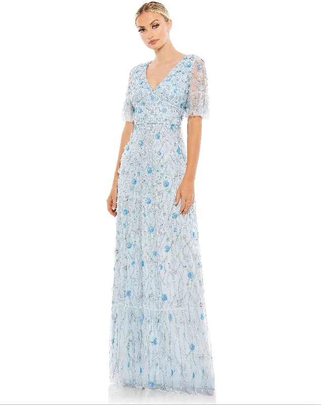 Halter - neck wedding guest dresses with beaded strapsMac Duggal 35110 Long Short Sleeve Formal Dress Halter - neck wedding guest dresses with beaded strapsMac Duggal 35110 Long Short Sleeve Formal Dress