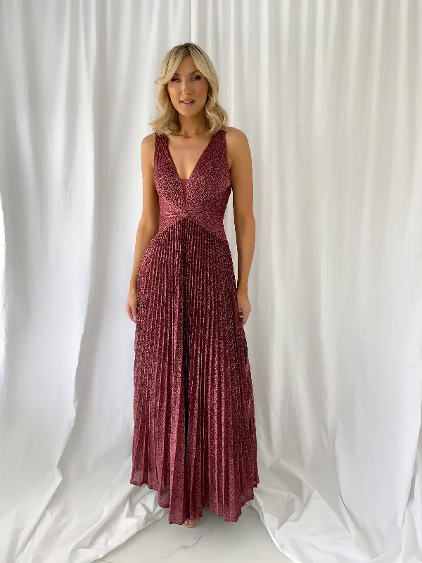 Wedding guest dresses with tassel - adorned belts and A - line skirtsMadisson Pleated Maxi Glitter Dress - Burgundy Wedding guest dresses with tassel - adorned belts and A - line skirtsMadisson Pleated Maxi Glitter Dress - Burgundy