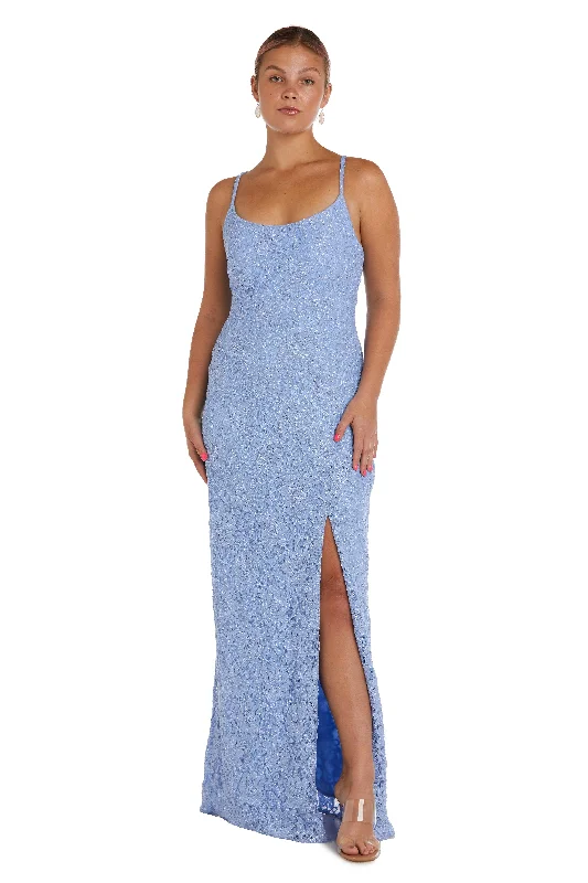 Bow - backed wedding guest dresses in silk for a luxurious feelMorgan & Co 13022P Long Formal Petite Lace Dress Bow - backed wedding guest dresses in silk for a luxurious feelMorgan & Co 13022P Long Formal Petite Lace Dress