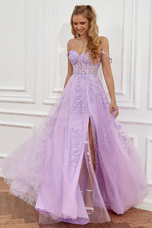Cocktail dresses with a gathered skirt and a button - down frontPurple Off the Shoulder Long Prom Dress with Appliques Cocktail dresses with a gathered skirt and a button - down frontPurple Off the Shoulder Long Prom Dress with Appliques