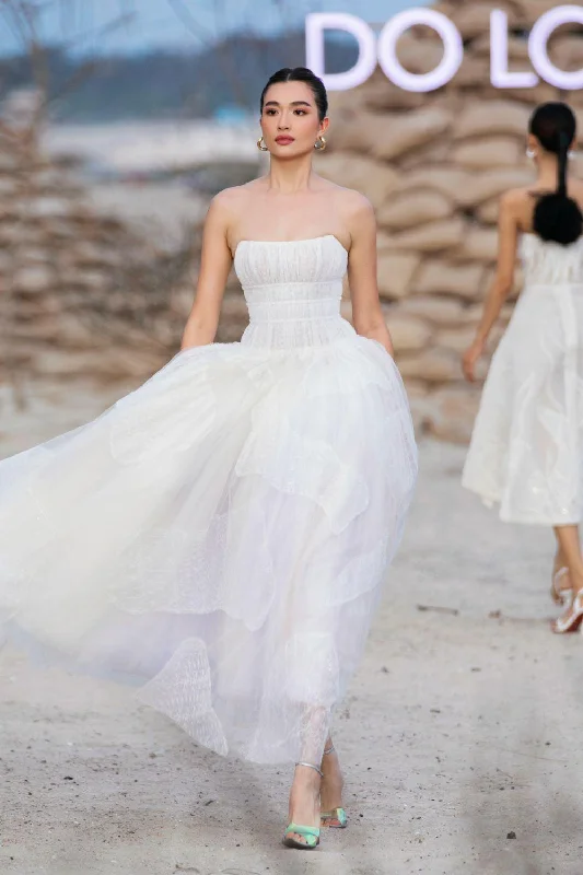 Midi - length party dresses for a modest and fashionable choiceQuinn Ball Gown Straight Across Neck Tulle Ankle Length Dress Midi - length party dresses for a modest and fashionable choiceQuinn Ball Gown Straight Across Neck Tulle Ankle Length Dress
