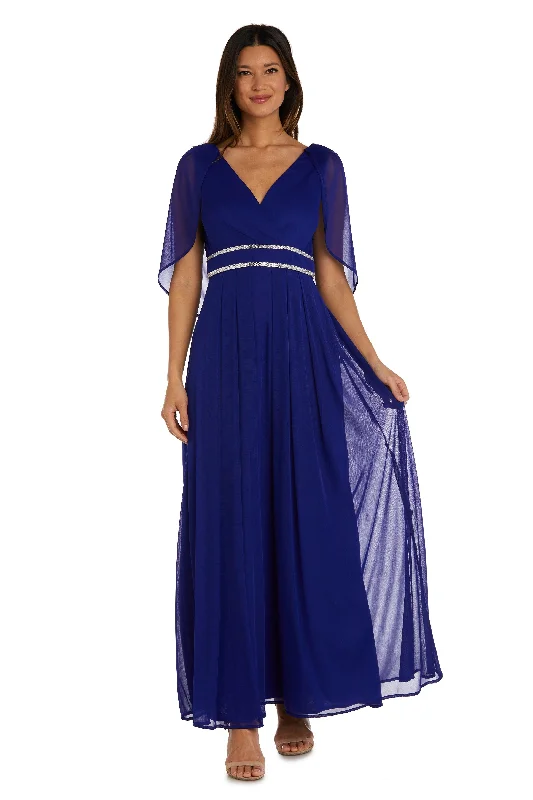Polka - dot - printed wedding guest dresses with short sleevesR&M Richards 2770P Long Formal Petite Capelet Dress Polka - dot - printed wedding guest dresses with short sleevesR&M Richards 2770P Long Formal Petite Capelet Dress