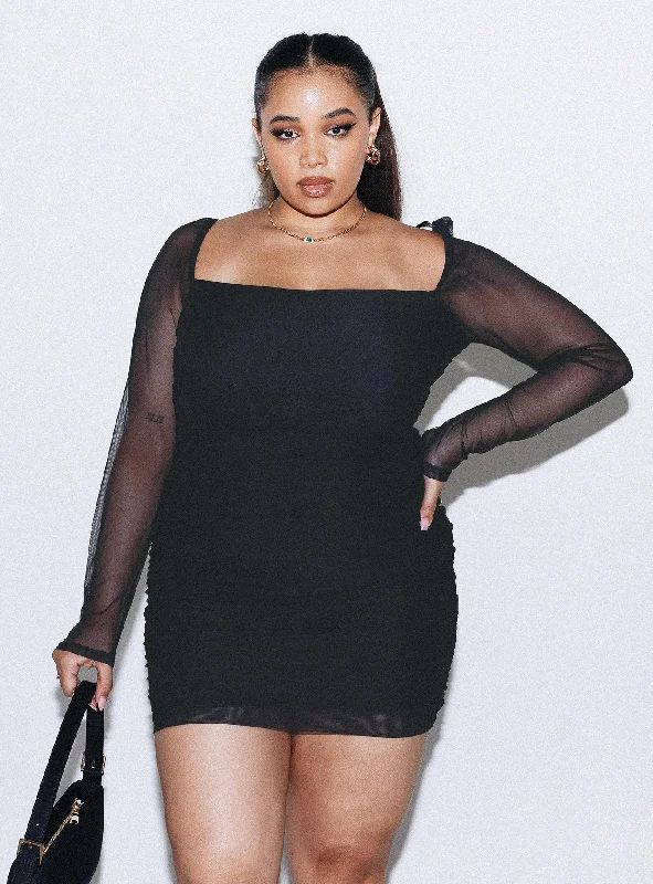 Bodycon dress in a camouflage print​Charvi Long Sleeve Mini Dress Black Curve