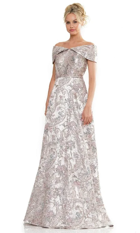 Wedding guest dresses with abstract prints and long trainsRina di Montella RD2986 - Off-Shoulder Jacquard Long Gown Wedding guest dresses with abstract prints and long trainsRina di Montella RD2986 - Off-Shoulder Jacquard Long Gown