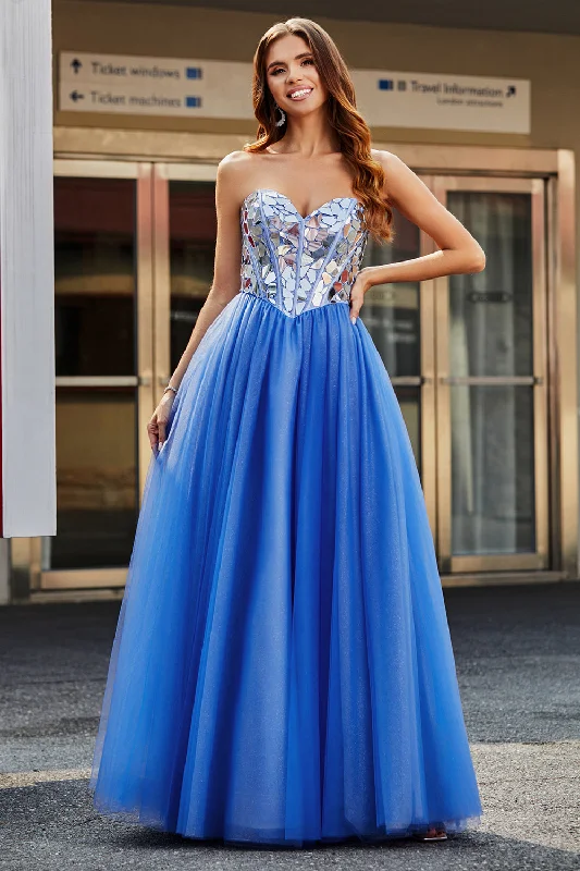 Short cocktail dresses in royal blue for a formal eventRoyal Blue A-Line Sweetheart Broken Mirrors Strapless Corset Long Prom Dress Short cocktail dresses in royal blue for a formal eventRoyal Blue A-Line Sweetheart Broken Mirrors Strapless Corset Long Prom Dress