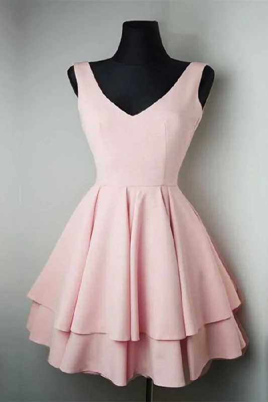 Strapless party dresses with a beaded bodice for added eleganceSimple V Neck Satin Pretty Homecoming Dresses Short Prom Dresses PD084 Strapless party dresses with a beaded bodice for added eleganceSimple V Neck Satin Pretty Homecoming Dresses Short Prom Dresses PD084