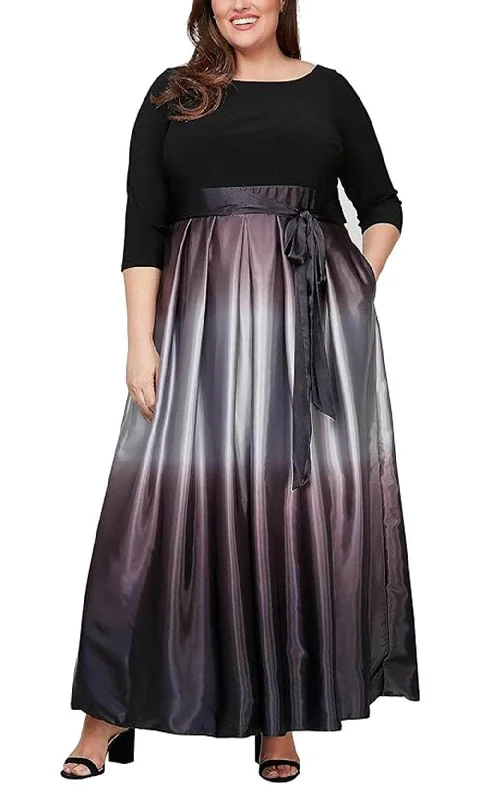 Wedding guest dresses with patchwork designs for a unique lookSLNY 9451111 - Ombre Quarter Sleeve A-Line Dress