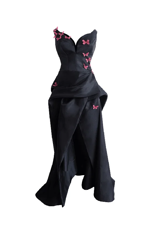 Party dresses with a criss - cross back design for a stylish detailSophia Slit V-Neck Taffeta Floor Length Dress Party dresses with a criss - cross back design for a stylish detailSophia Slit V-Neck Taffeta Floor Length Dress