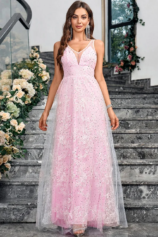 Velvet cocktail dresses with long sleeves for winter galasSparkly Pink A Line V-Neck Prom Dress Velvet cocktail dresses with long sleeves for winter galasSparkly Pink A Line V-Neck Prom Dress