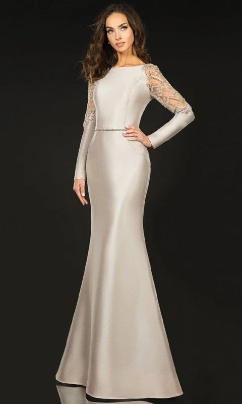 Wedding guest dresses with high - low hems and floral appliquesTerani Couture - 2011M2457 Bateau Sheer Embellished Gown Wedding guest dresses with high - low hems and floral appliquesTerani Couture - 2011M2457 Bateau Sheer Embellished Gown