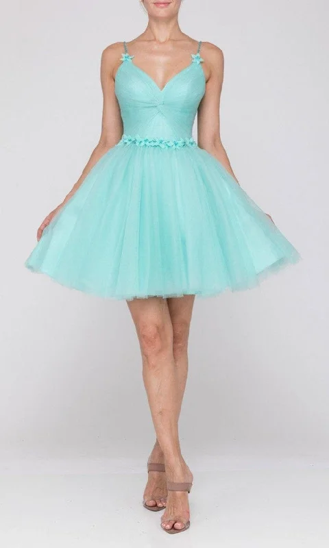 Geometric - printed cocktail dresses with a long - sleeve optionTerani Couture - 2011P1024 Floral Accented Tulle Dress Geometric - printed cocktail dresses with a long - sleeve optionTerani Couture - 2011P1024 Floral Accented Tulle Dress