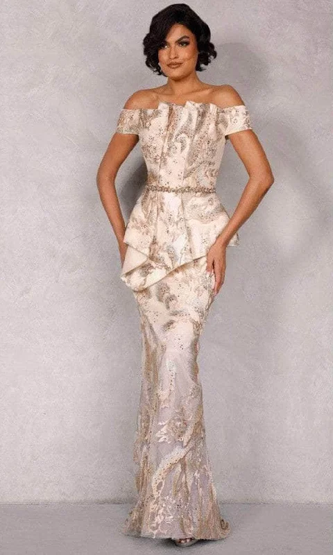 Wedding guest dresses with empire waists and tulle skirtsTerani Couture 2111E5285 - Off-Shoulder Pleated Neckline Long Dress Wedding guest dresses with empire waists and tulle skirtsTerani Couture 2111E5285 - Off-Shoulder Pleated Neckline Long Dress