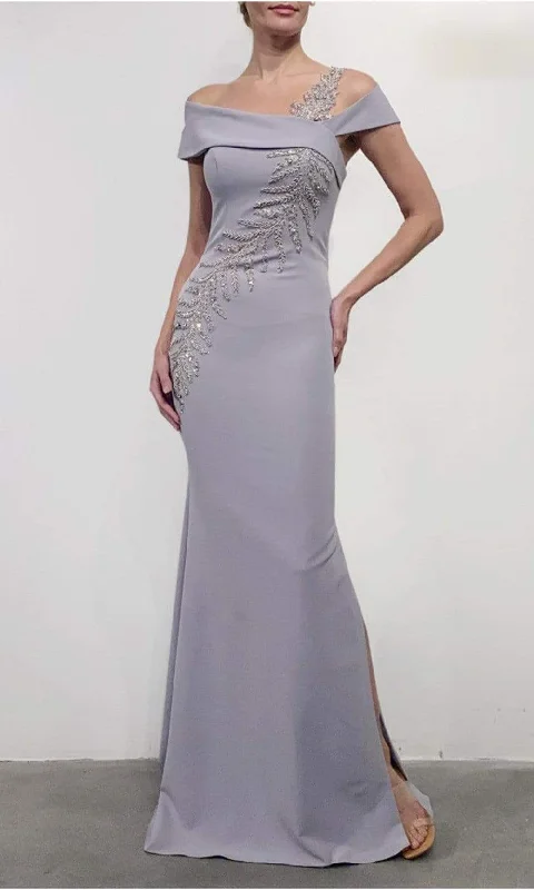 Tea - length wedding guest dresses with polka dot patternsTerani Couture - 2111M5289 Beaded Asymmetric Trumpet Dress Tea - length wedding guest dresses with polka dot patternsTerani Couture - 2111M5289 Beaded Asymmetric Trumpet Dress