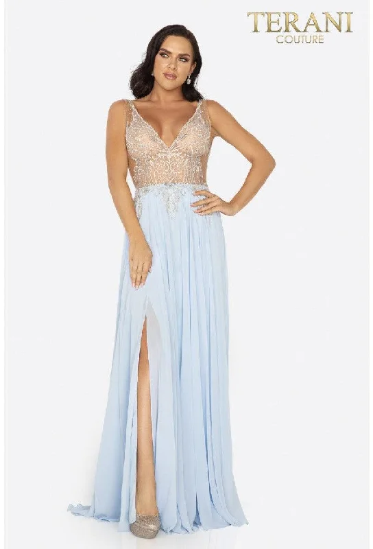 Bodycon dress with a mesh insert for a stylish edgeTerani Couture 2011P1056 Prom Long Chiffon Dress Bodycon dress with a mesh insert for a stylish edgeTerani Couture 2011P1056 Prom Long Chiffon Dress