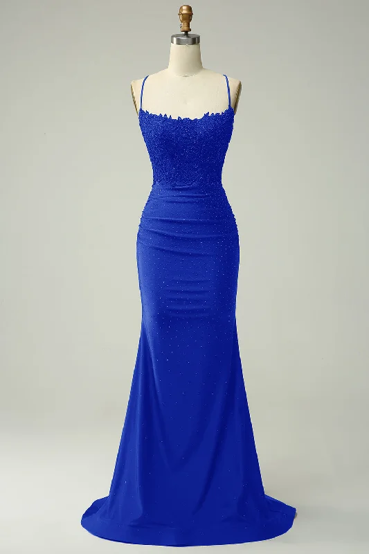 Cocktail dresses with a velvet - trimmed collar and a short skirtTrendy Mermaid Halter Neck Royal Blue Long Prom Dress with Appliques Beading Cocktail dresses with a velvet - trimmed collar and a short skirtTrendy Mermaid Halter Neck Royal Blue Long Prom Dress with Appliques Beading