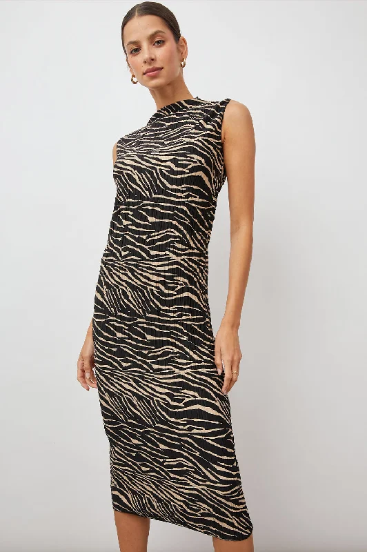 Sheer wedding guest dresses with lace inserts and long sleevesWAKELY DRESS - CAIRO