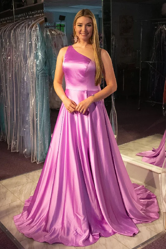 Party dresses with a leatherette material for a tough and stylish appearanceA-Line One Shoulder Purple Long Prom Dress Party dresses with a leatherette material for a tough and stylish appearanceA-Line One Shoulder Purple Long Prom Dress