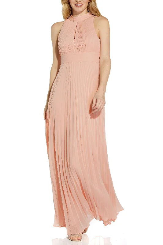 Party dresses with a one - shoulder design for a modern and unique lookAdrianna Papell AP1E208859 Sleeveless Ties At Neck Formal Long Chiffon Dress Party dresses with a one - shoulder design for a modern and unique lookAdrianna Papell AP1E208859 Sleeveless Ties At Neck Formal Long Chiffon Dress