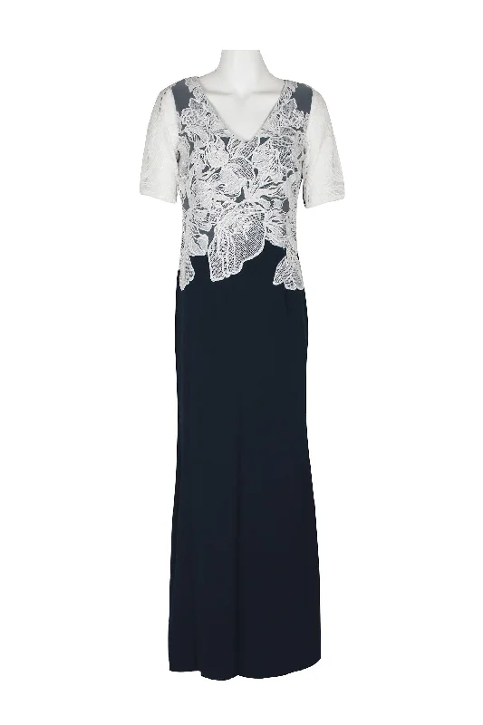 Party dresses with a bow detail for a cute and charming touchAdrianna Papell AP1E208996 Short Sleeve Embroidered Bodice Formal Crepe Dress Party dresses with a bow detail for a cute and charming touchAdrianna Papell AP1E208996 Short Sleeve Embroidered Bodice Formal Crepe Dress