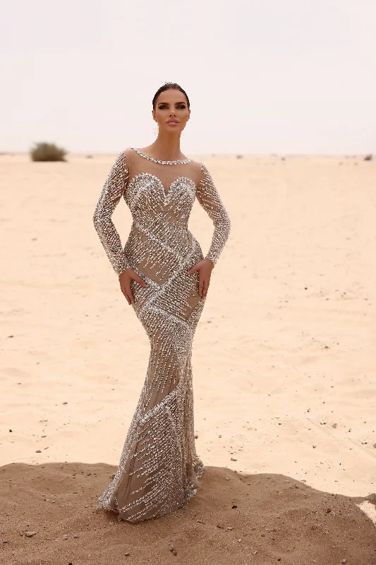 Prom dresses with cold - shoulder ruffled sleeves and floral prints for a romantic and fashionable styleChic and Holland HF110043 Prom dresses with cold - shoulder ruffled sleeves and floral prints for a romantic and fashionable styleChic and Holland HF110043