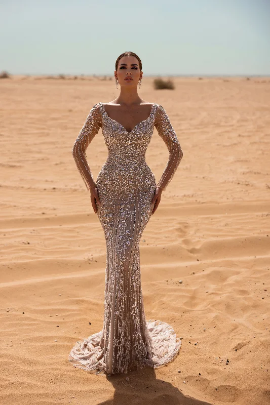 Formal dresses with high - low hems and floral embroidery for a unique prom styleChic and Holland HF110067