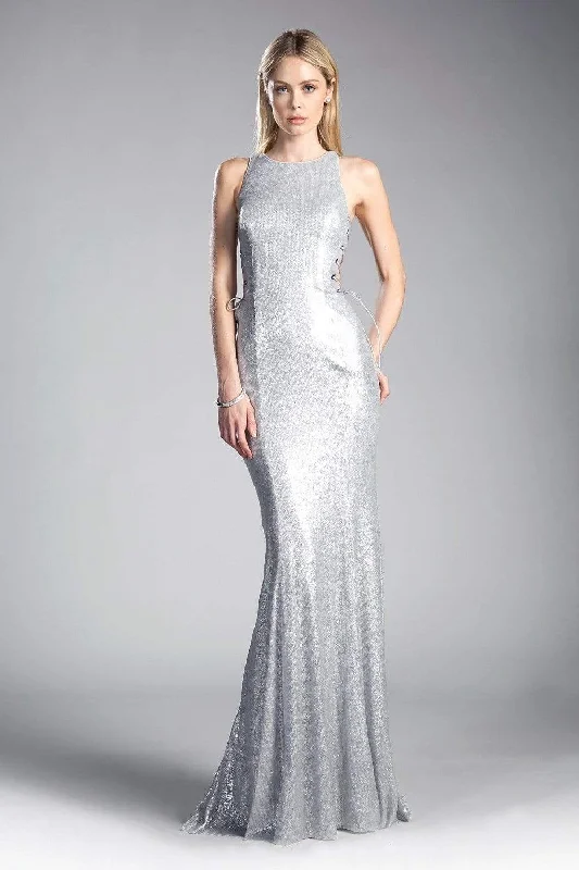 Formal dresses with high - low hems and floral embroidery for a unique prom styleCinderella Divine - Fitted Side Laced Up Evening Dress