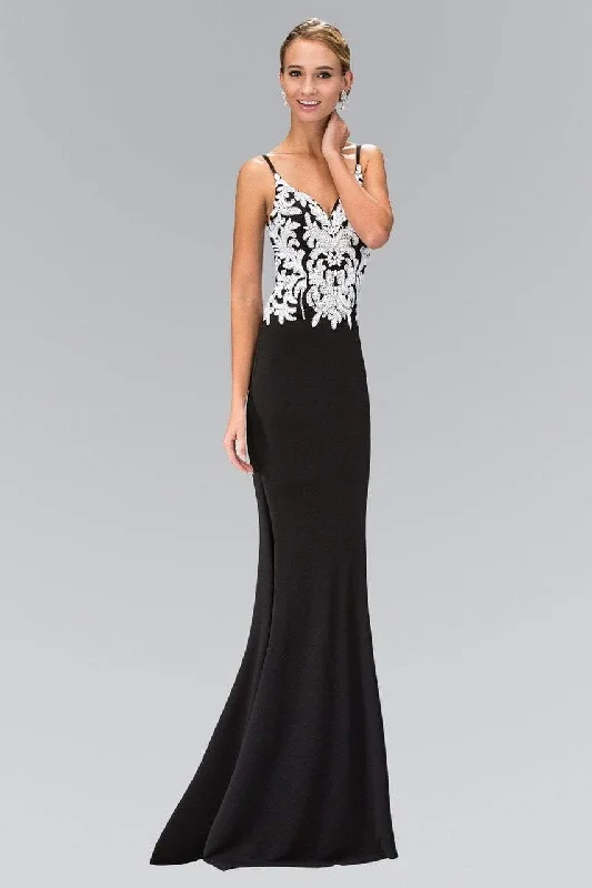 Long - sleeved formal dresses in velvet for a winter formal eventElizabeth K - GL1384 Bead and Sequin Embellishment V-Neck Gown Long - sleeved formal dresses in velvet for a winter formal eventElizabeth K - GL1384 Bead and Sequin Embellishment V-Neck Gown