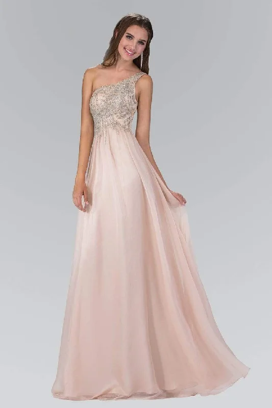 Formal dresses with fringe - trimmed sleeves and wrap - around styles for a bohemian - inspired formal eventElizabeth K - GL2094 Bead Embellished Asymmetric Neck Chiffon Gown Formal dresses with fringe - trimmed sleeves and wrap - around styles for a bohemian - inspired formal eventElizabeth K - GL2094 Bead Embellished Asymmetric Neck Chiffon Gown