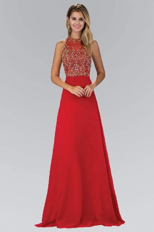 Prom dresses with ruched bodices and organza sleeves for a romantic lookElizabeth K - GL1329 Gilt Beaded Illusion A-Line Gown Prom dresses with ruched bodices and organza sleeves for a romantic lookElizabeth K - GL1329 Gilt Beaded Illusion A-Line Gown
