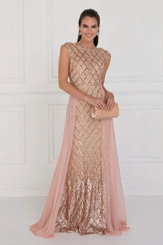 Formal dresses with abstract print panels and rhinestone embellishments for a unique formal eventElizabeth K - GL1577 Embellished Illusion Bateau Dress with Overlay Formal dresses with abstract print panels and rhinestone embellishments for a unique formal eventElizabeth K - GL1577 Embellished Illusion Bateau Dress with Overlay