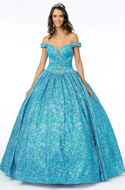 Formal dresses with geometric patterns and metallic accents for a modern formal affairElizabeth K - GL1821 Crystal Beaded Glitter Netting Quinceanera Dress Formal dresses with geometric patterns and metallic accents for a modern formal affairElizabeth K - GL1821 Crystal Beaded Glitter Netting Quinceanera Dress