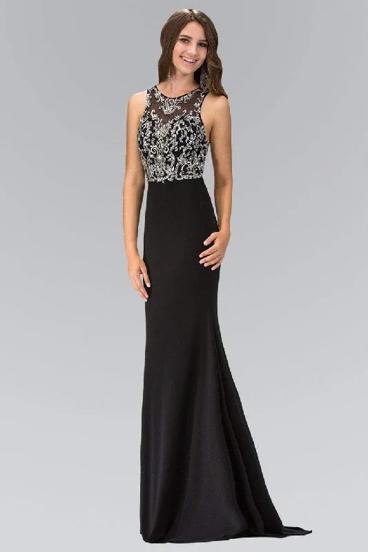 Formal dresses with empire waists and organza overlays for a feminine lookElizabeth K - GL1385 Jewel Ornate Illusion Sheath Gown Formal dresses with empire waists and organza overlays for a feminine lookElizabeth K - GL1385 Jewel Ornate Illusion Sheath Gown