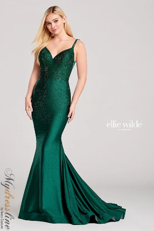 Prom dresses with tiered ruffled sleeves and satin skirts for a feminine and voluminous lookEllie Wilde EW22019 Prom dresses with tiered ruffled sleeves and satin skirts for a feminine and voluminous lookEllie Wilde EW22019