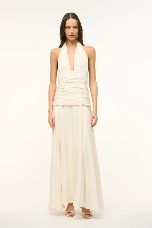 Prom dresses with side - slit skirts and beaded fringes for a glamorous appearanceFROLIC DRESS | BUTTERCREAM Prom dresses with side - slit skirts and beaded fringes for a glamorous appearanceFROLIC DRESS | BUTTERCREAM