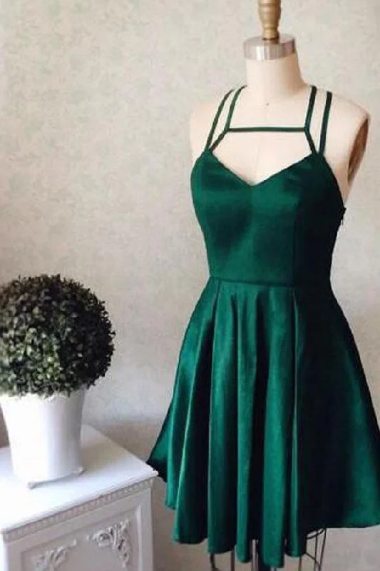 Short - length party dresses with a ruffled skirt for a flirty lookHomecoming Dress Sexy Halter Dark Green Short Prom Dress Party Dress PD402 Short - length party dresses with a ruffled skirt for a flirty lookHomecoming Dress Sexy Halter Dark Green Short Prom Dress Party Dress PD402