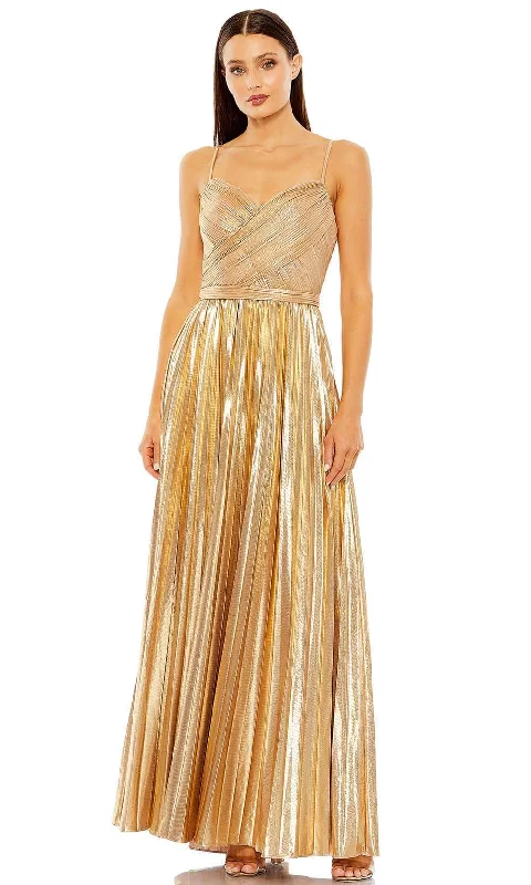 Tea - length formal dresses with lace trim for a semi - formal promIeena Duggal 27489 - Metallic A-Line Long Dress Tea - length formal dresses with lace trim for a semi - formal promIeena Duggal 27489 - Metallic A-Line Long Dress